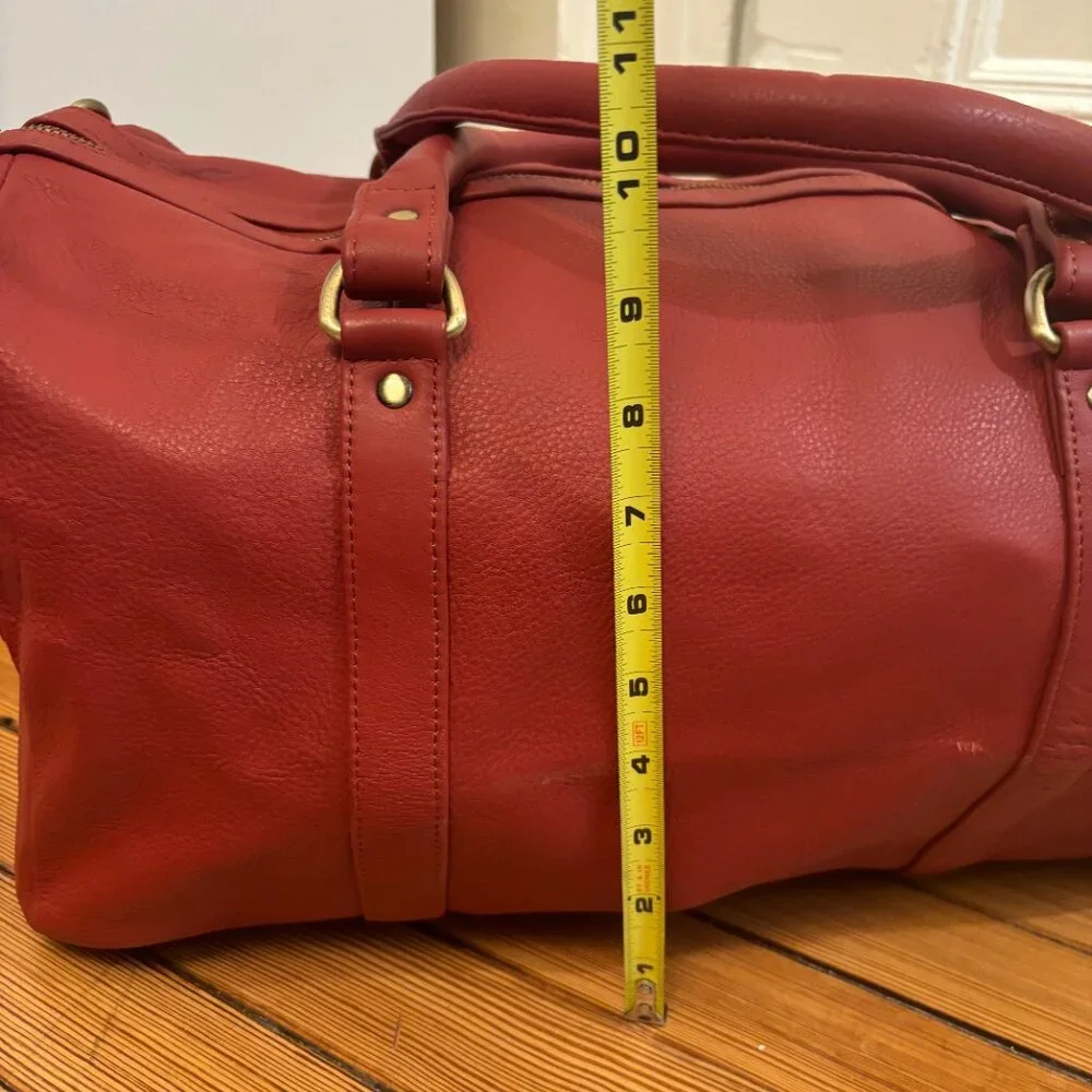 Leather Traveler Bags Hand Dyed Dark Red Carry On Travel Medium & Small size - Picture 13 of 15